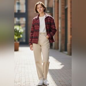 COLDWATER CREEK Chic Red Patterned BLAZER SIZE 16